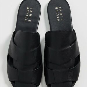 Jamie Haller Black Leather Fisherman Slides